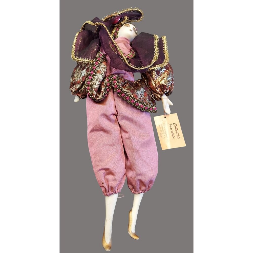 Show-Stoppers Collectible Porcelain Doll In Purple & Pink Outfit M06 D